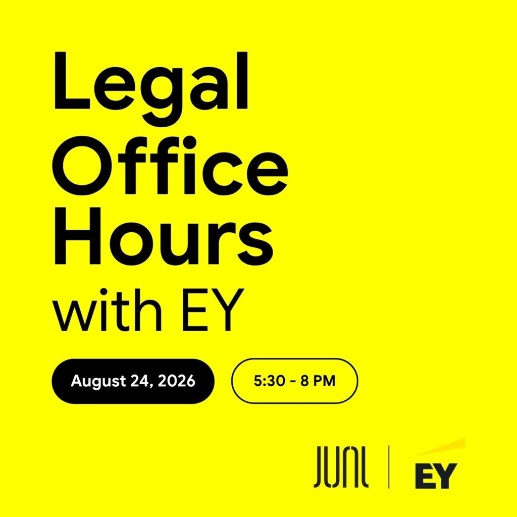 Flyer for Legal Office Hours with EY, August 24, 2026.