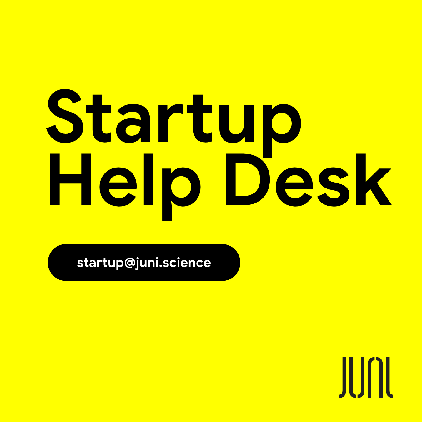 Yellow graphic for Startup Help Desk by JUNI.